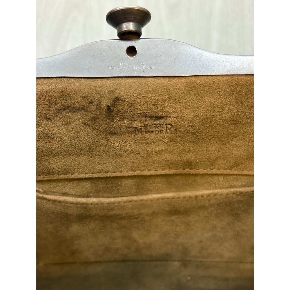 Vintage Meeker Made Tooled Leather OES Eastern Star Handbag Brown Masonic - Picture 11 of 15